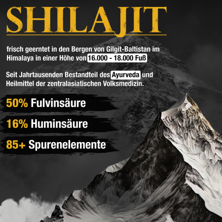 Shilajit 260 Kapseln | 10:1 Extrakt (=15.000mg Shilajit pro Dosis)